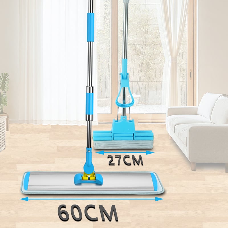 Mop plat din aliaj de aluminiu, cu mâner telescopic din oțel inoxidabil, pentru podele din lemn