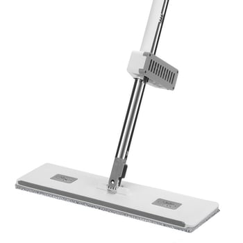 Mop plat universal, fără urme și pete de apă, mâner telescopic, schimbare a capului fără atingere, cap de microfibră îngroșat, durabil