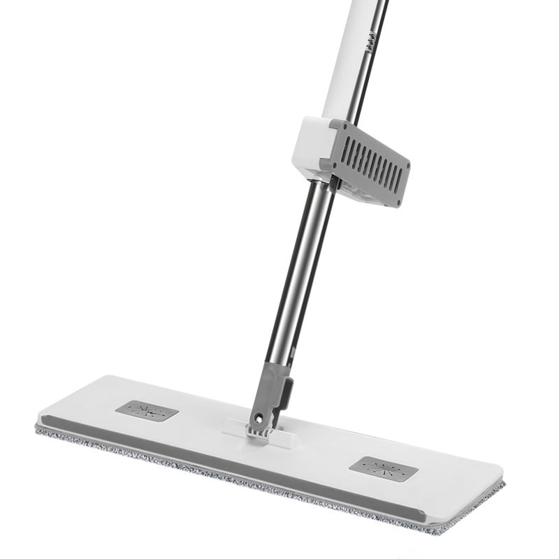 Mop plat universal, fără urme și pete de apă, mâner telescopic, schimbare a capului fără atingere, cap de microfibră îngroșat, durabil