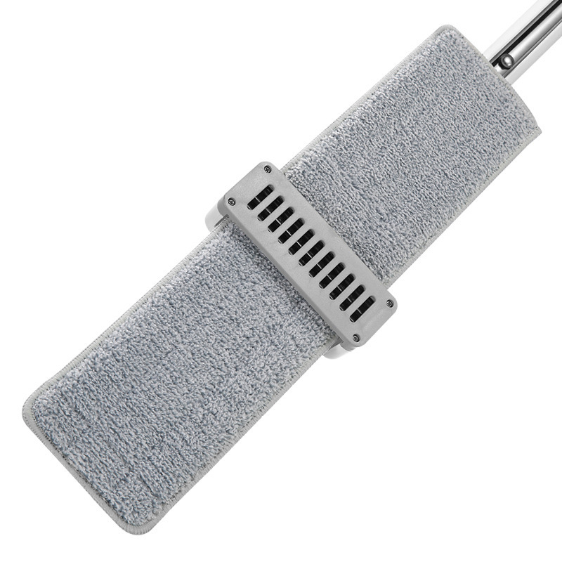 Mop plat universal, fără urme și pete de apă, mâner telescopic, schimbare a capului fără atingere, cap de microfibră îngroșat, durabil