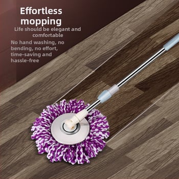Tija mop rotativă, accesoriu universal pentru mop, țeavă din oțel inoxidabil 304, întărită, groasă, rezistentă la explozie