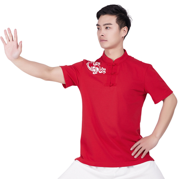 Tricou Tai Chi cu mâneci scurte pentru echipă, primăvară-vară, tricou cultural în stil chinezesc