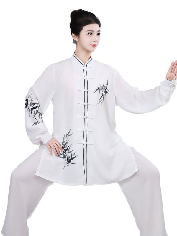 Set Tai Chi, model nou 2026, pentru bărbați și femei, imprimeu cu frunze de bambus, Uniformă de antrenament Tai Chi Eight-Section Brocade, primăvară-vară