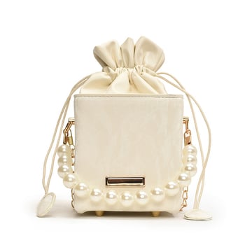 Geantă mică de vară tip găleată, 2024 nou model, casual minimalist, crossbody, cu perle