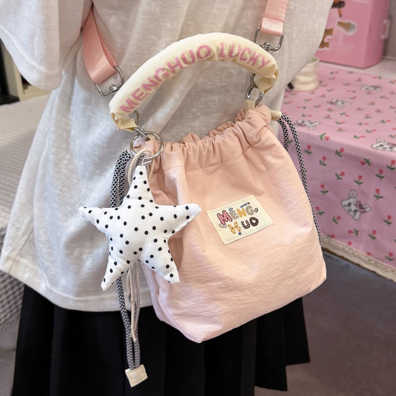 Geantă bucket pentru femei, stil japonez minimalist, culoare solidă, drăguță, geantă de umăr crossbody pentru uz zilnic