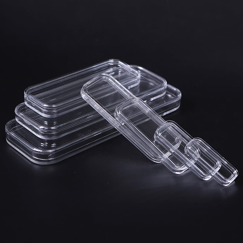 Cutie de depozitare din acril, pătrată, transparentă, cu capac, 200 g, pentru protecția colecției de lingouri de aur