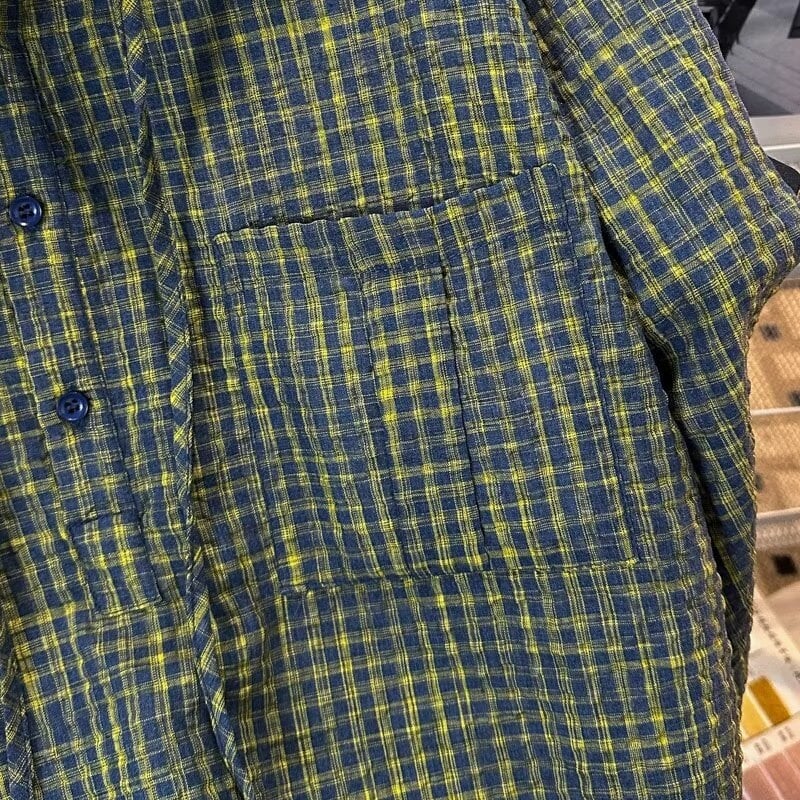 Hanorac verde cu glugă, carouri pentru bărbați, pulover ușor, stil coreean, retro american vintage
