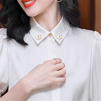 Broșă de gulă cu floare din scoică — elegantă, drăguță și creativă pentru femei