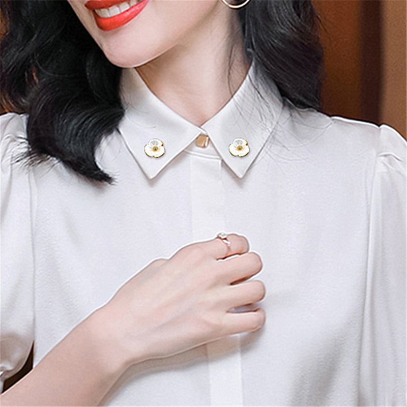 Broșă de gulă cu floare din scoică — elegantă, drăguță și creativă pentru femei