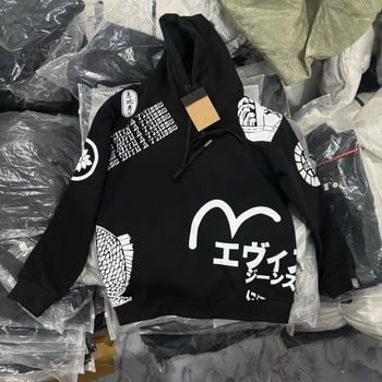 Hanorac cu imprimeu litere, croială lejeră, negru, primăvară, unisex