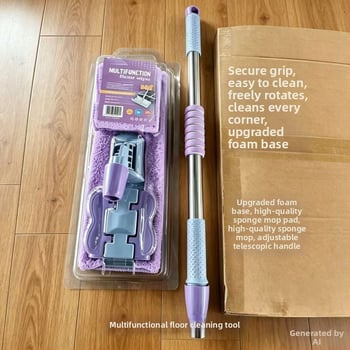 Noul model de mop plat pentru uz casnic, fără spălare manuală, cu clips pentru cârpă de mop înlocuibilă