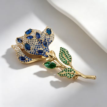 Broșă în formă de lalea, din aliaj de cupru, placare cu aur adevărat, zirconiu micro-incrustat, accesoriu elegant pentru haine feminine