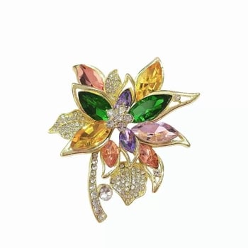 Broșă florală multicoloră, design delicat, unisex