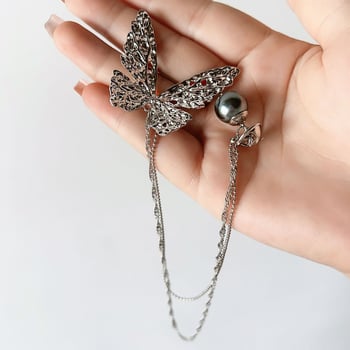 Broșă fluture cu ciucuri, pentru femei, accesoriu de lux elegant, definire talie, corsaj cu perle
