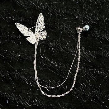 Broșă fluture cu ciucuri, pentru femei, accesoriu de lux elegant, definire talie, corsaj cu perle