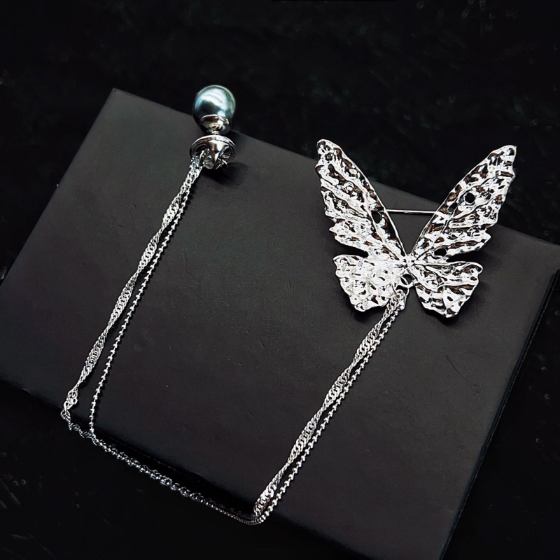 Broșă fluture cu ciucuri, pentru femei, accesoriu de lux elegant, definire talie, corsaj cu perle