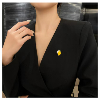 Broșă de lămâie galbenă pentru femei, pin-fruct în stil japonez, accesoriu de vară pentru fixarea gulerului