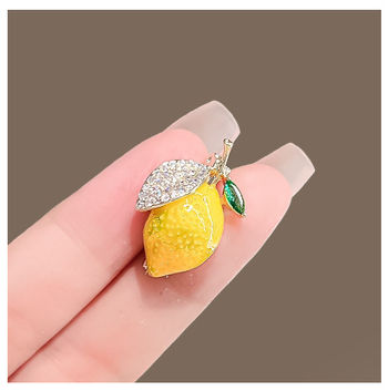 Broșă de lămâie galbenă pentru femei, pin-fruct în stil japonez, accesoriu de vară pentru fixarea gulerului