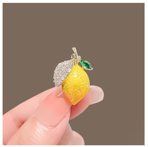 Broșă de lămâie galbenă pentru femei, pin-fruct în stil japonez, accesoriu de vară pentru fixarea gulerului