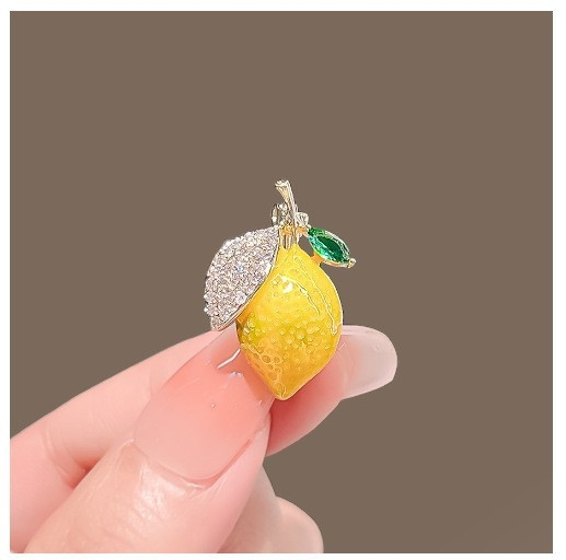 Broșă de lămâie galbenă pentru femei, pin-fruct în stil japonez, accesoriu de vară pentru fixarea gulerului