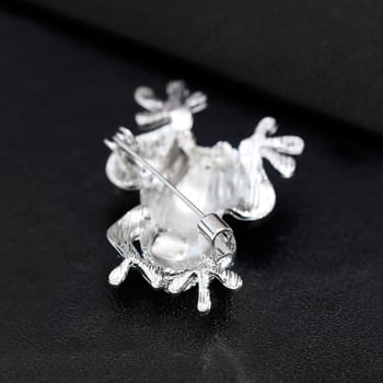 Broșă în formă de broască cu cristale, accesoriu versatil de modă