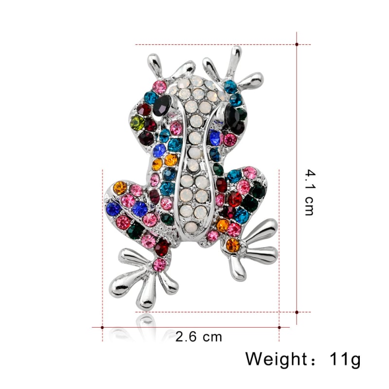 Broșă în formă de broască cu cristale, accesoriu versatil de modă