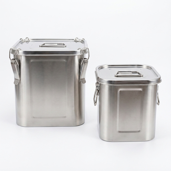 Recipient pătrat din oțel inoxidabil sigilat cu mânere duble, 9–10 L, container de depozitare pentru orez, ceai și coji uscate de mandarină