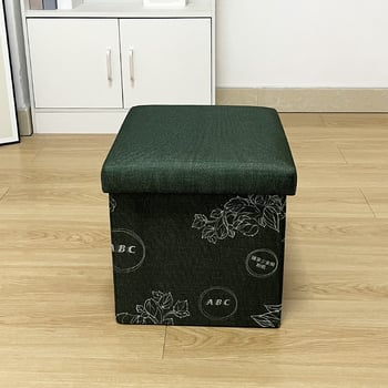 Taburet pliabil de depozitare din material textil, cu logo personalizabil; șezut și spațiu pentru schimbarea încălțămintei.