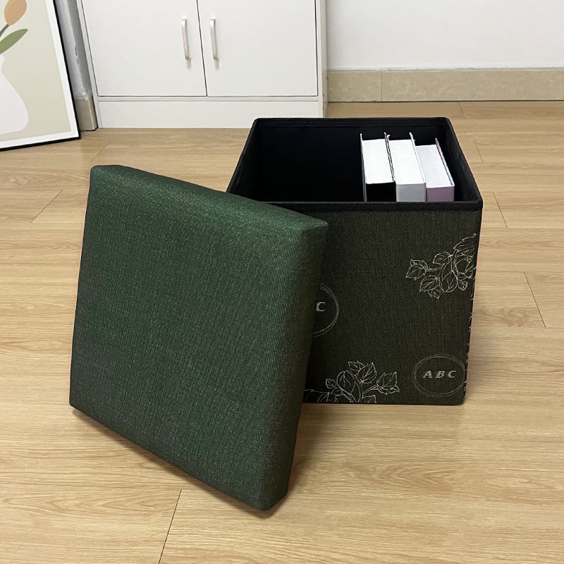 Taburet pliabil de depozitare din material textil, cu logo personalizabil; șezut și spațiu pentru schimbarea încălțămintei.