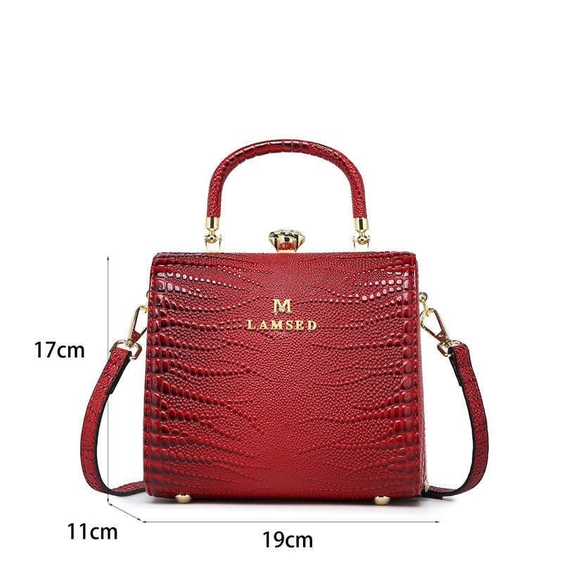Geantă mică pătrată pentru femei, cu model crocodil, 2025 nouă, versatilă pentru mână, umăr și crossbody, ușoară, piele PU