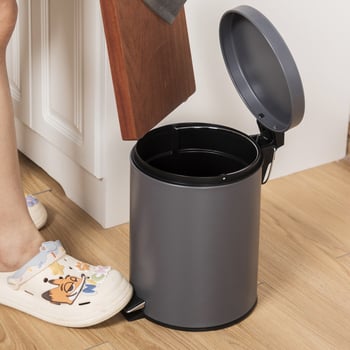 Coș de gunoi cu pedală 12 L, capac basculant, culoare grafit închis, pentru bucătărie