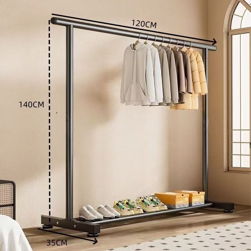 Cuier pentru haine cu două bare groase, pe podea, pentru casă, design minimalist