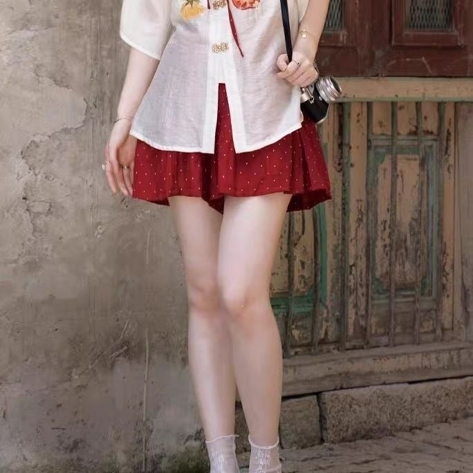 Hanfu pentru femei: top brodat din Lyocell și pantaloni în stil Song, pentru purtare zilnică de vară