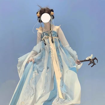 Hanfu pentru femei, ansamblu top și fustă în stil Tang, șifon și poliester, primăvară-vară-toamnă