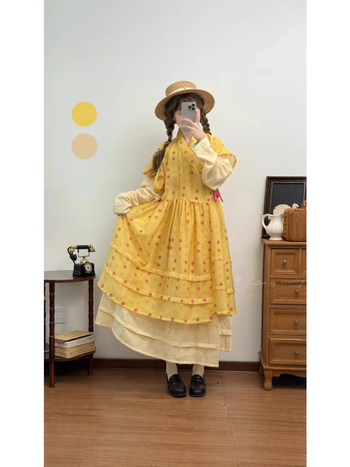 Rochie Hanfu în stil Ming, cu buline, căptușită, mâneci scurte, pentru purtare zilnică, primăvară-vară