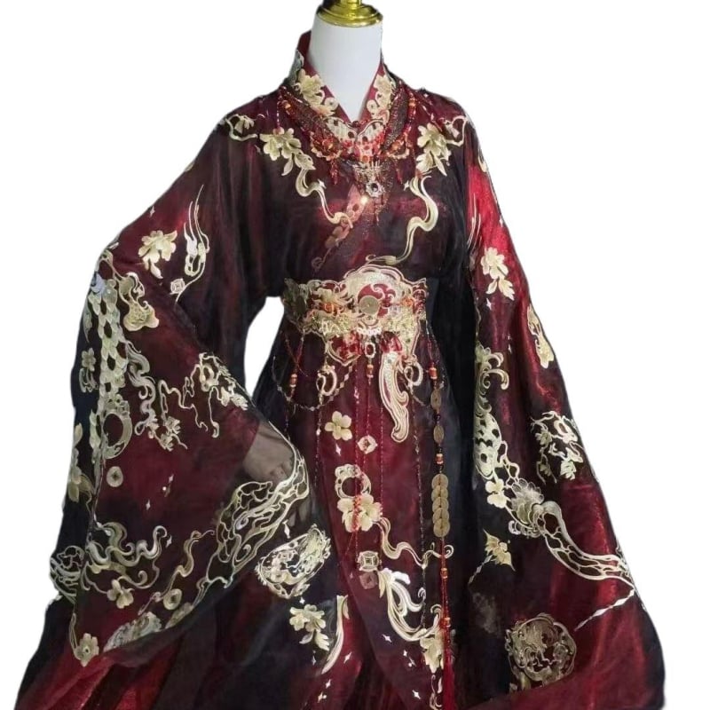 Set de vară 2026, stil tradițional chinezesc, broderie bogată cu dragon, lungime la talie