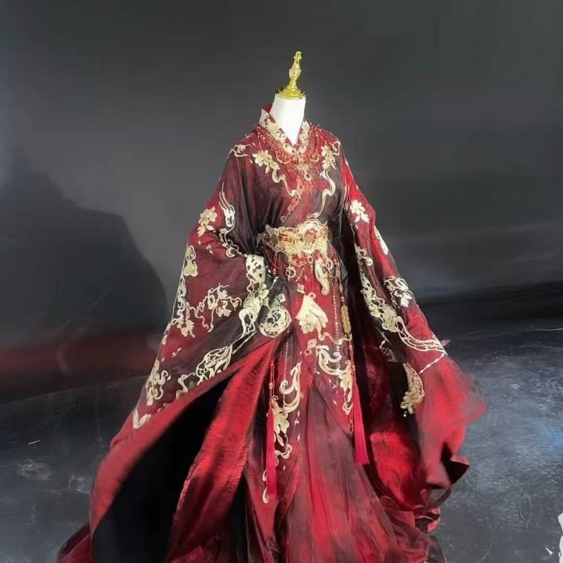 Set de vară 2026, stil tradițional chinezesc, broderie bogată cu dragon, lungime la talie