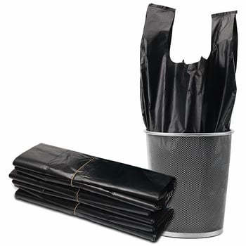 Pungi negre de gunoi pentru uz casnic, îngroșate, dimensiuni medii și mari, cu mâner, din plastic, pentru bucătărie