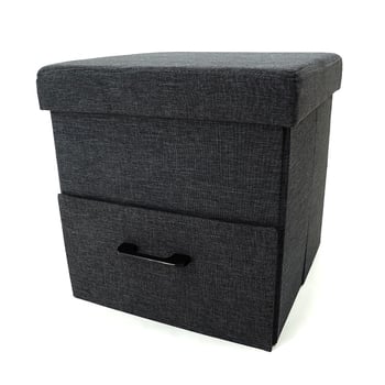 Taburet depozit cu sertar – taburet textil pentru living și dormitor, pătrat 38x38 cm (76x38x38 cm)