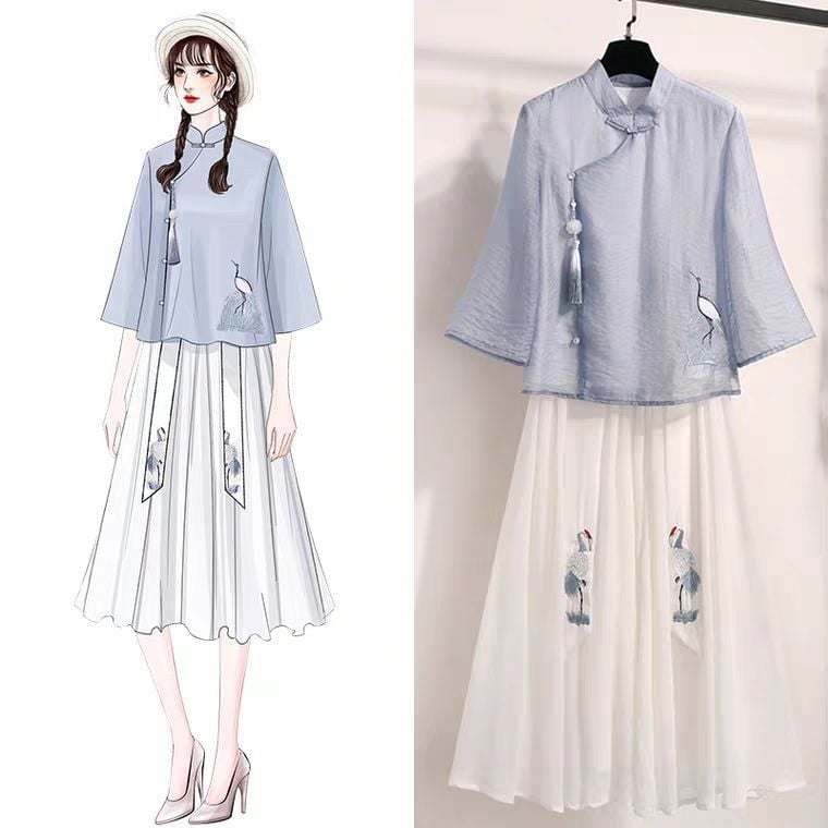 Set de unu sau două piese: top în stil asiatic, ușor pentru vară, pentru femei