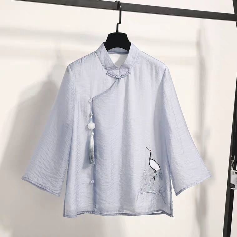 Set de unu sau două piese: top în stil asiatic, ușor pentru vară, pentru femei
