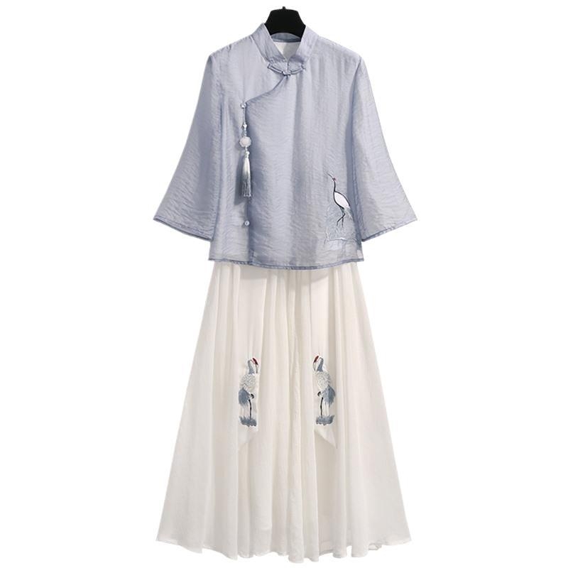 Set de unu sau două piese: top în stil asiatic, ușor pentru vară, pentru femei
