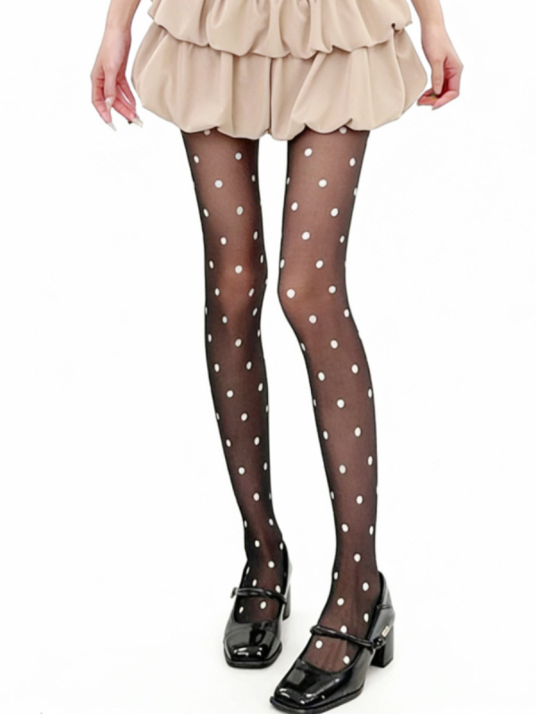 Colanți pantyhose pentru femei ultra-subțiri, cu buline în culori candy, stil japonez, primăvară-vară, transparenți, modelare siluetă