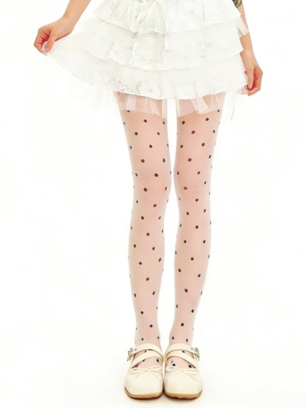 Colanți pantyhose pentru femei ultra-subțiri, cu buline în culori candy, stil japonez, primăvară-vară, transparenți, modelare siluetă