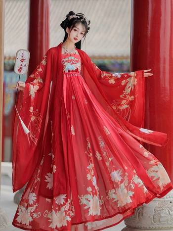 Hanfu pentru femei, 2026 stil nou, splendoare florală, fustă Hezi în stil Tang, primăvară cu inspirație Chinei, versiune îmbunătățită