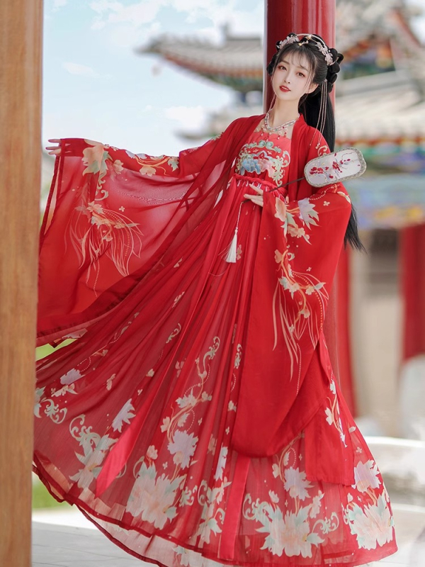 Hanfu pentru femei, 2026 stil nou, splendoare florală, fustă Hezi în stil Tang, primăvară cu inspirație Chinei, versiune îmbunătățită