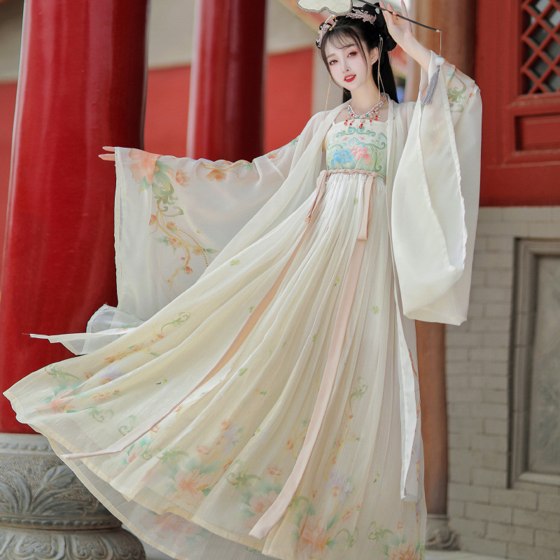 Hanfu pentru femei, 2026 stil nou, splendoare florală, fustă Hezi în stil Tang, primăvară cu inspirație Chinei, versiune îmbunătățită