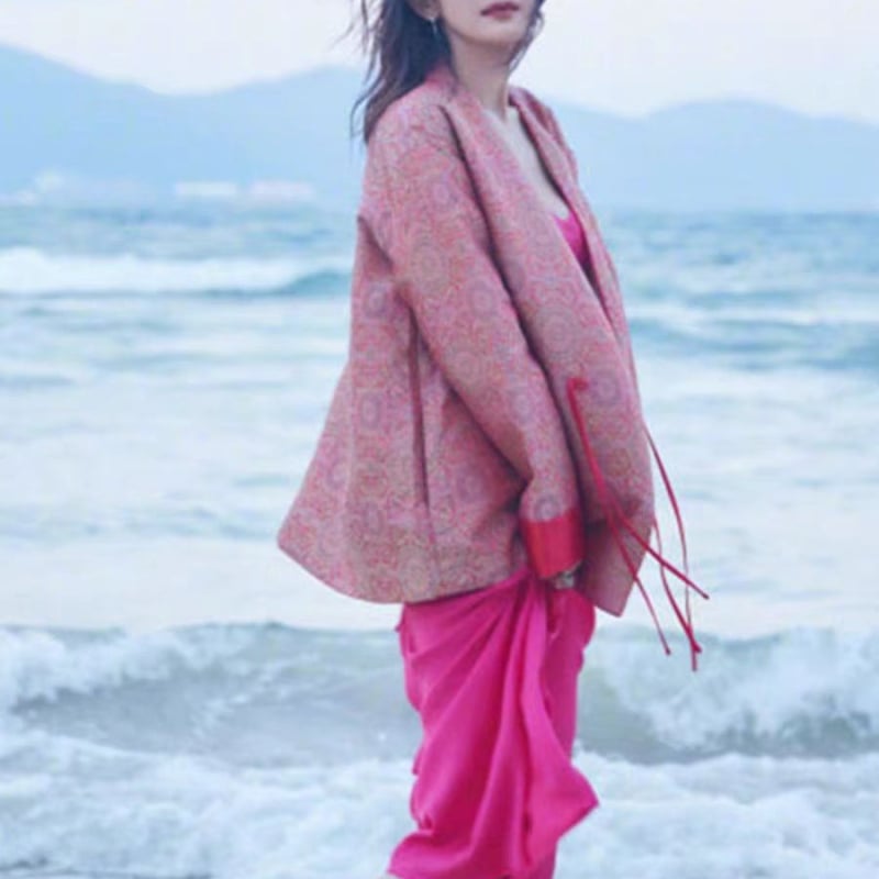 Jachetă roșie pentru femei, în stil chinezesc modern, pentru primăvară, toamnă și iarnă, țesătură jacquard Song Jin