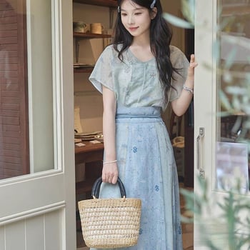Colecția July Eve Hanfu: floral retro în stil Tang cu elemente Han - set de vară pentru femei