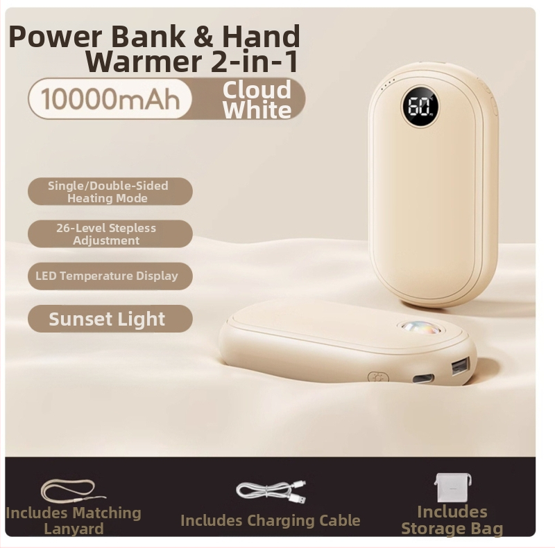 Obojstranná vyhrievaná lampa pri západe slnka, USB ohrievač rúk a powerbanka 2 v 1